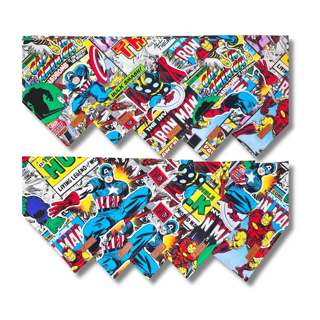 Super Hero Handmade Tie Up Dog Bandanas